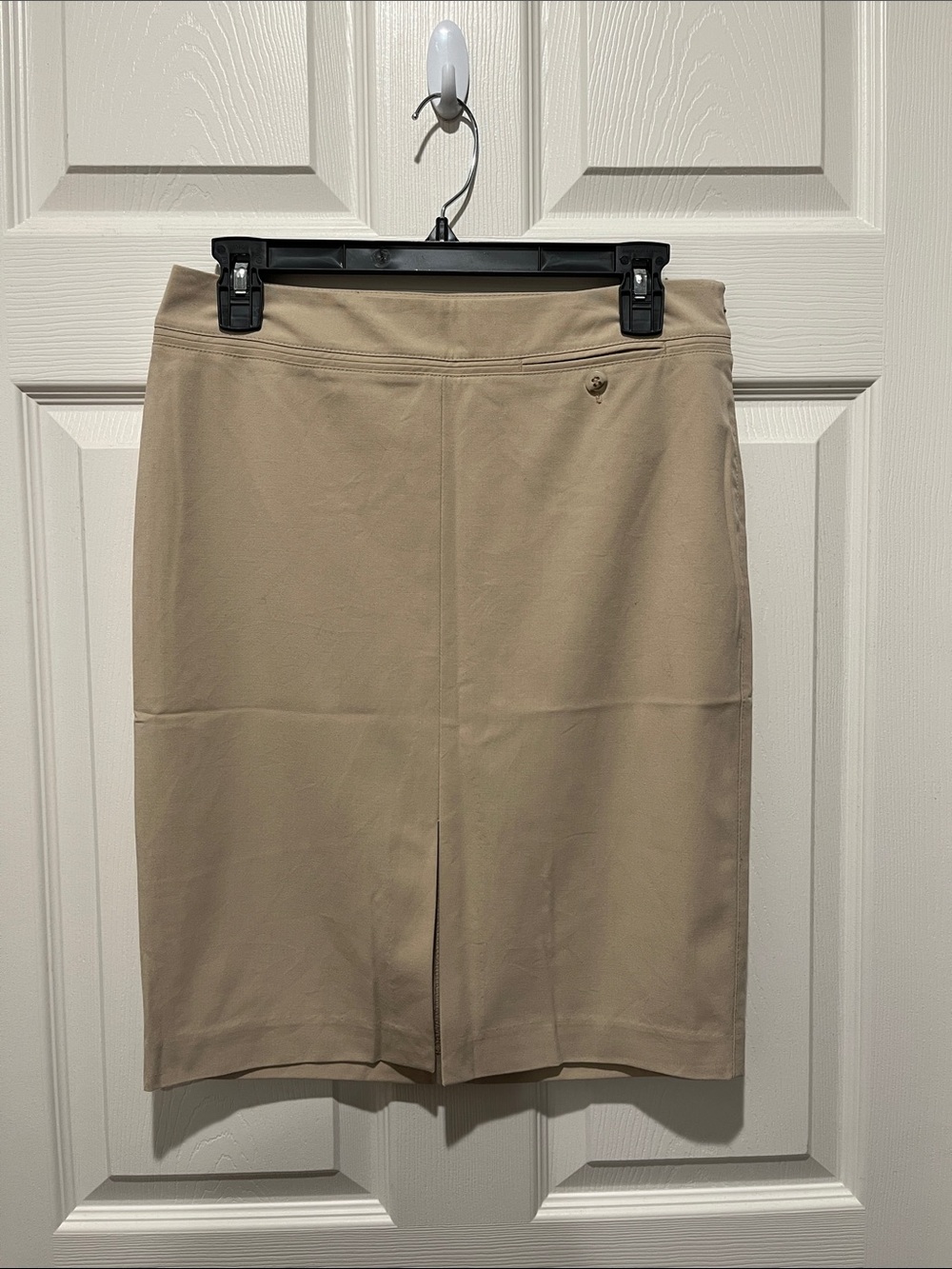 Camel Pencil Skirt with Front Vent